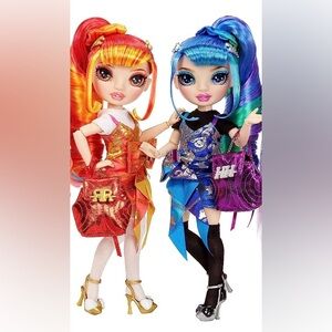 2 Rainbow Fashion Dolls - Red and Blue⚡️